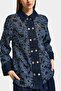 Women's Indigo Selvedge 7S6-50 Oversize Lace Embroidery Floral Detailed Special Design Denim Jacket