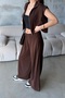 Women's Brown Soft Modal Textured Vest Wide Leg Pants Bottom Top Sports Set - 3
