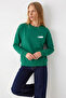 Women's Cmb Text Printed Green Loose Sweatshirt - 4