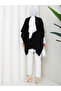 Women's Black Front Detailed Poncho Cardigan - 7
