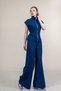 Women's Summer Navy Blue Wide Shoulder Printed Lycra Crepe Set Stylish Daily Comfortable 1295 - 4