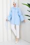 Women's Tie-Up Balloon Sleeve Buttoned Hijab Shirt - 2