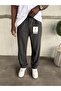 Anthracite Pleated Baggy Fabric Trousers