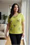 Women's Large Size Butterfly Stone Printed Yellow Blouse - 2