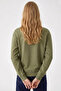 Women's Sorry Chest Printed Khaki Sweatshirt - 6
