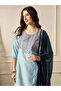 Embroidered Yoke Straight Kurta, Pants and Dupatta Festive Set - 7