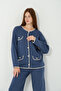 Hatunatila Crochet Knitted Knitwear Double Set with Pockets 3052 Navy Blue - 2