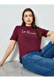 Burgundy Slogan Print Regular Fit T-Shirt