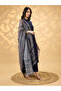 Halter Neck Side Slit A-Line Kurta, Pants and Ethnic Print Dupatta Set - 2