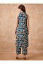 Floral Print Halter Neck Straight Kurta and Pants Fusion Set - 3