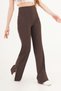 High Waist Bell-Bottom Slit Coffee-Colored Trousers