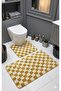 Chess Checkerboard Patterned Latex Non-Slip Base Machine Washable 2-Piece Bohemian Bath Mat 60X100 60X50 - 4