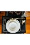 19-Piece Special Design Linen American Service and Runner Set - Dowry Table Set with Gold Stripe Embroidery - 3