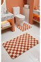 Chess Checkerboard Patterned Latex Non-Slip Base Machine Washable 2-Piece Bohemian Bath Mat 60X100 60X50 - 3
