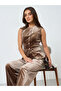 Women Brown Velour Sleeveless Waistcoat
