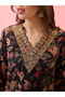 Embroidered Gold Foil Paisley Print Chanderi Festive Kurta - 4