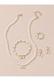 Set of 4 - Bow Pendant Faux Pearl Necklace, Bracelet, Earrings and Ring - 3