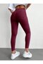 High Waist Burgundy Linen Tight-Leg Pants - 2
