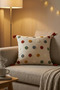 Colorful Polka Dot Punch Embroidered Tasseled Decorative Throw Pillow Cover 42X42 cm Cotton Panama Linen - 3
