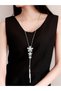 Rhinestone Faux Pearl Flower Pendant Necklace - 4