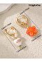 Heart-Shaped Flower Detail Hoop Earrings - 4