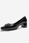 Velora Black Printed Buckle Women's Thick Heeled Shoes - 6