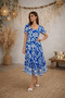 Women's Blue White Colorful Regular Loose Long Bohemian Viscose Summer Dress - 5