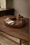 Acacia Wood Round Presentation Tray 30.5 cm Stylish Decorative for Serving Coffee and Breakfast - 3