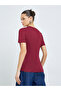Burgundy Asymmetrical Hem T-Shirt - 5