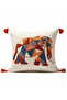 Bohemian Ethnic Elephant Patterned Punch Embroidered Tasseled Decorative Throw Pillow Cover 42X42 cm Cotton Panama Linen - 7