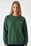 Women's Chest Text Printed Red Green Sweatshirt