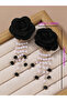 Flower Faux Pearl Rhinestone Earrings - 4