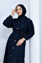 Women's Buttoned Belt Detailed Denim Dress - 4