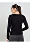 Black Ribbed Henley Long Sleeve T-Shirt - 6