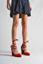 New Drawstring Red Suede High Heel Shoes - 4
