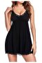 Aidan Black Elegant Lace Soft Nightgown with Rope Straps - 2