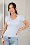 Women's Interlock V-Neck Lycra Short Sleeve Blouse - 2