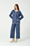 Hatunatila Crochet Knitted Knitwear Double Set with Pockets 3052 Navy Blue - 5