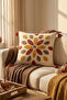 Bohemian Damla Punch Embroidered Decorative Throw Pillow Cover 42X42 cm Cotton Panama Linen - 3