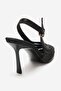 Fauna Black Satin Women's Heeled Shoes - 5