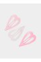 Pack of 3 - Girls Pink Heart Hair Clips - 3