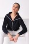 Navy Blue Stripe Detailed 100% Cotton Women's Knitwear Cardigan