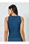 Blue Fitted Ribbed Tank with Badge Detail - 5