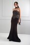 Women's Strapless Collar Underwire Stone Detailed Lined Crepe Fish Dress - 2