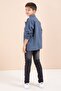 Boy's 3-Piece Set with Blue Buttoned Pocket Shirt and Jean Trousers 23634 - 6