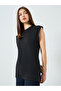 Black Solid Sleeveless T-Shirt with Side Slit - 3