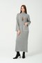 Hatunatila Crochet Knitwear Dress with Belt and Necklace 5106 Gray - 6