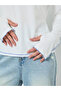 White Overlock Stitch Detail T-Shirt - 4