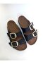 Black Luxury Suede Double Buckle 5-Point Slippers - 3