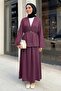 Shawl Collar Gold Buttoned Burgundy Suit - 4